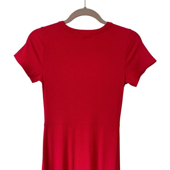 See You Monday Red Short Sleeve Maxi Dress With Side Slit Size M - Picture 8 of 10